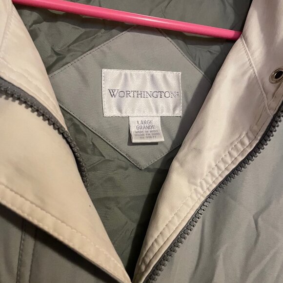 Womens Worthington Pale Green Windbreaker Vintage Jacket Size Large - Picture 3 of 3